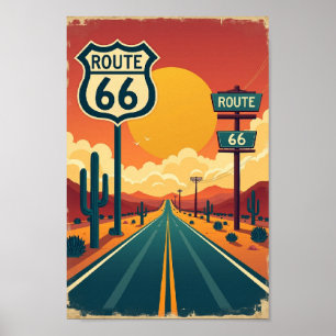 Poster Voyage sur les routes américaines vintage