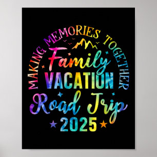 Poster Voyage Tie Dye 2025 Famille Vacances T-Shirt Assor