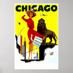 Poster Voyage venteux de Chicago de ville de ligne