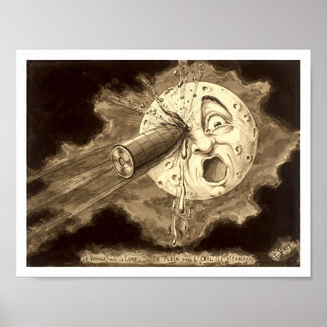 Poster Voyage vers la Lune 1902 illustration (Devant)