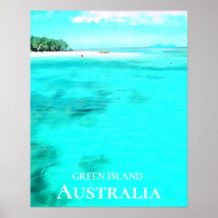 Poster Voyage vert de la Grande barrière de corail