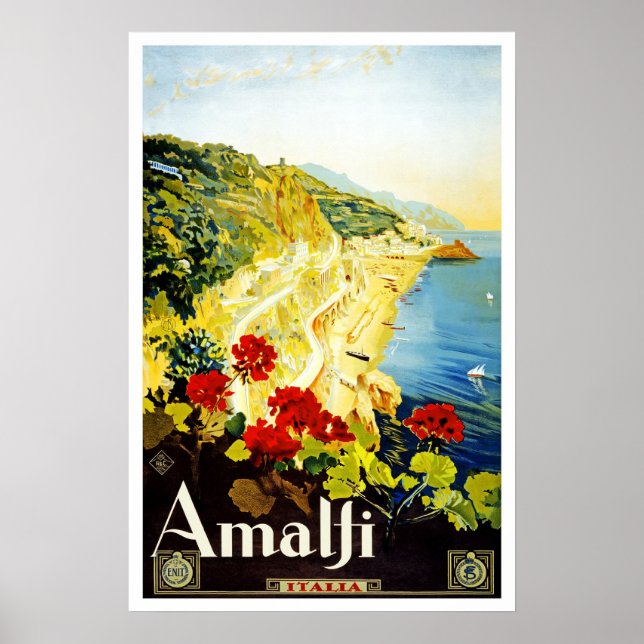 Poster Voyage Vintage Amalfi Italie Europe (Devant)