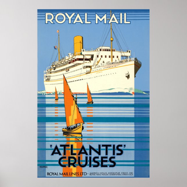 Poster VOYAGE vintage ATLANTIS OCEAN LINER (Devant)