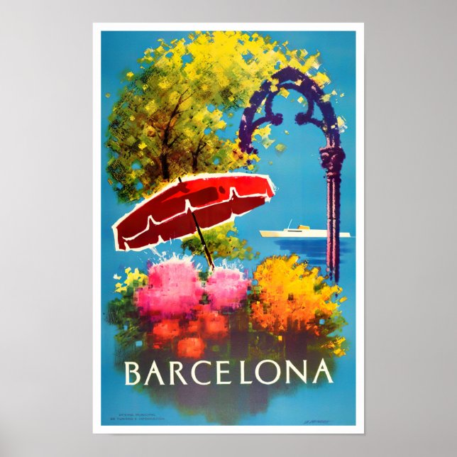 Poster Voyage vintage Barcelone Espagne (Devant)