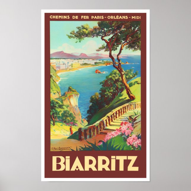 Poster Voyage vintage Biarritz France (Devant)