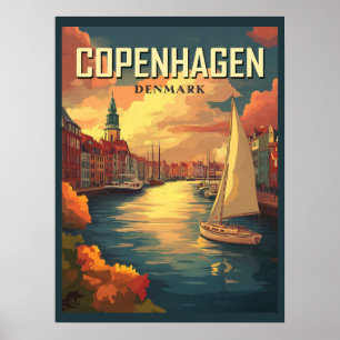 Poster Voyage vintage Copenhague Danemark