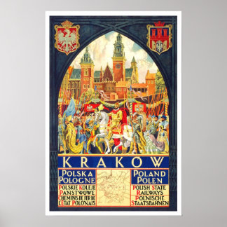 Poster Voyage vintage, Cracovie
