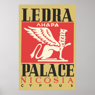 Poster Voyage vintage de la Chypre d'hôtel de palais de