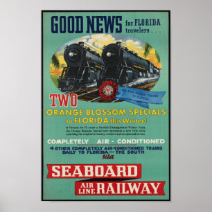 Poster Voyage vintage de rail à l'affiche de la Floride