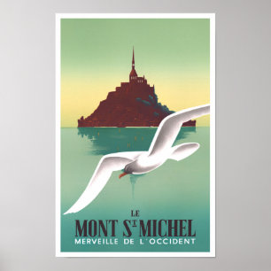 Poster Voyage vintage du Mont Saint Michel France