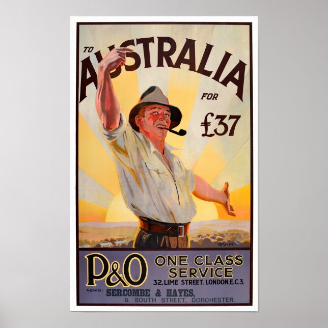 Poster Voyage vintage en Australie (Devant)