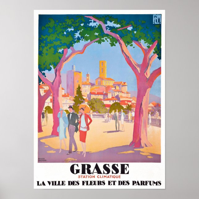 Poster Voyage vintage Grasse France (Devant)