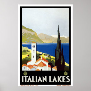 Poster Voyage vintage, lacs italiens