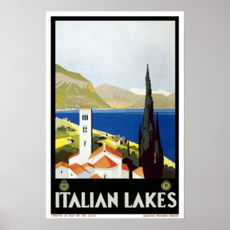 Poster Voyage Vintage, Lacs italiens