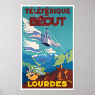 Poster Voyage vintage Lourdes France