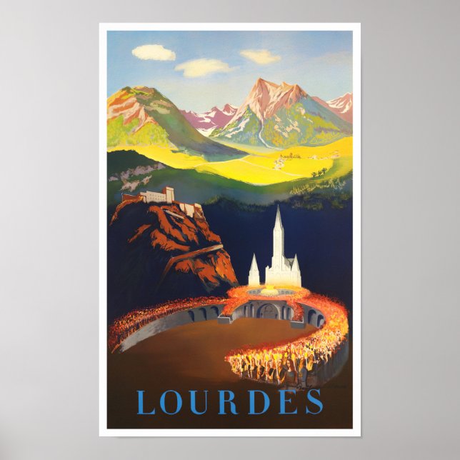 Poster Voyage vintage Lourdes France (Devant)