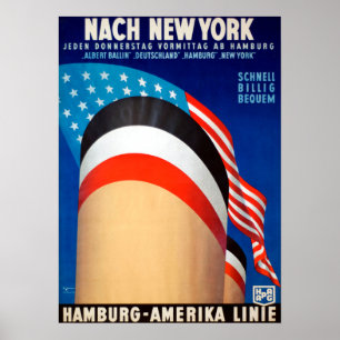 Poster Voyage vintage New York Cruise Ocean Liner