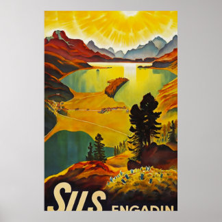 Poster Voyage vintage Sils Engadin