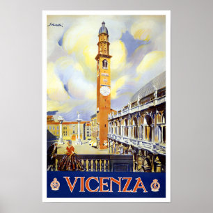 Poster Voyage vintage Vicenza Italie