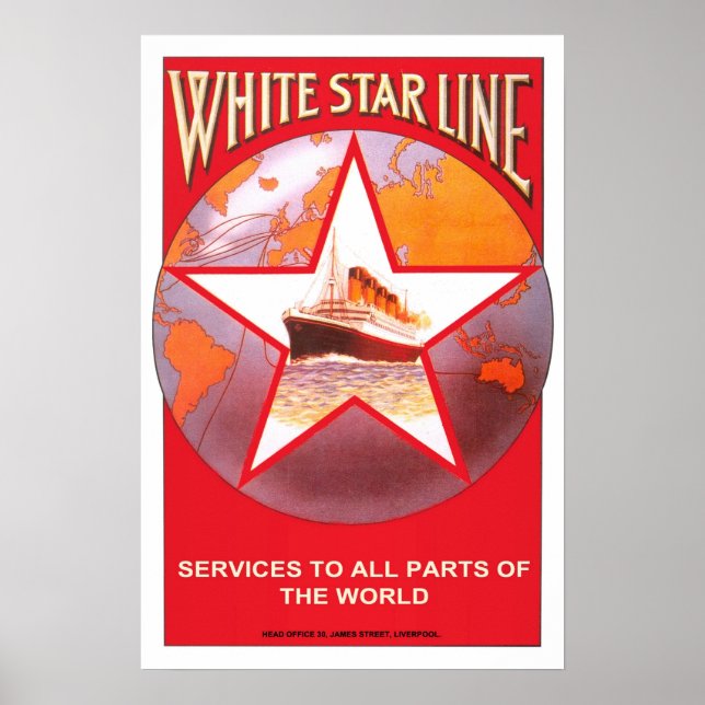 Poster Voyage Vintage, White Star Line (Devant)