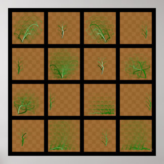 Poster Voyages de pièces d'échecs, comparés (lignes verte