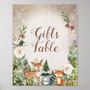 Poster Voyages d'hiver Animaux Forêts Cadeaux Floraux Pan
