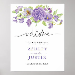 Poster Voyages violets stylisés floraux mariages Mariage