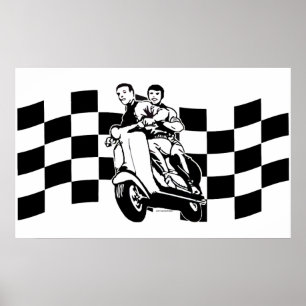 Poster Voyageurs de scooter noir et blanc
