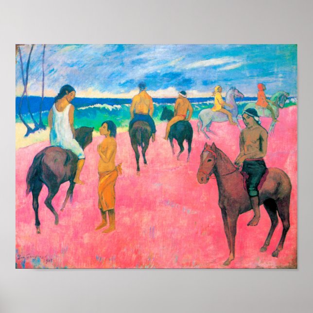 Poster Voyageurs sur la plage, Gauguin (Devant)