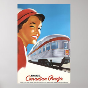 Poster Voyagez à travers le Canada en train 1948 Style Ré