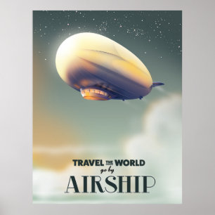 Poster Voyagez autour du monde en dirigeable