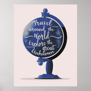 Poster Voyagez autour du monde Explorez la Grande Inconnu