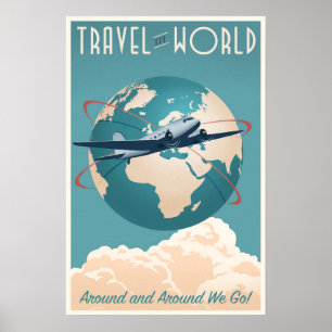 Poster Voyagez dans le monde - dans un style vintage