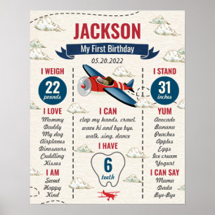 Poster Voyant de l'avion vintage pour le premier annivers