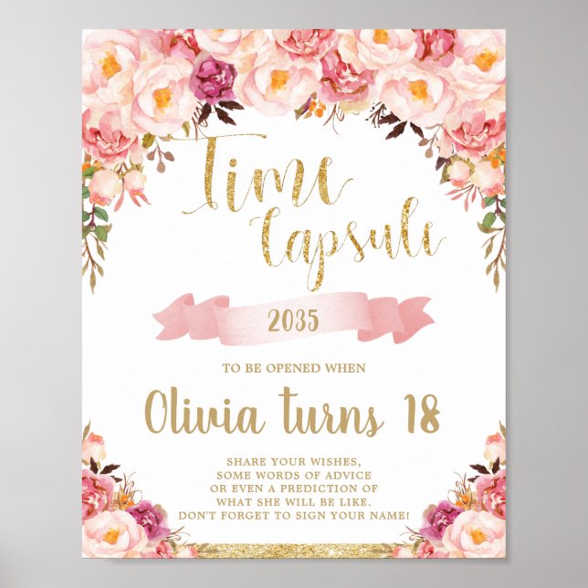 Poster Voyant floral rose pâle 1er anniversaire Capsule h (Devant)