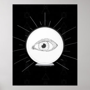 Poster Voyante de l'Œil Voyante Boule de Cristal Ésotériq