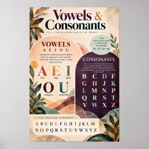 Poster Voyelles et Consonnes Langue Anglaise Éducatif