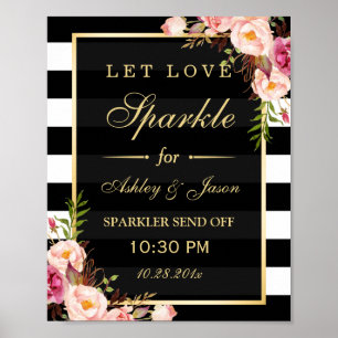 Poster Voyez Love Sparkle Gold Floral Stripes Mariage Sig