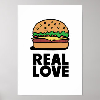 Poster "VRAI AMOUR" Burger Drôle Amateurs de restauration