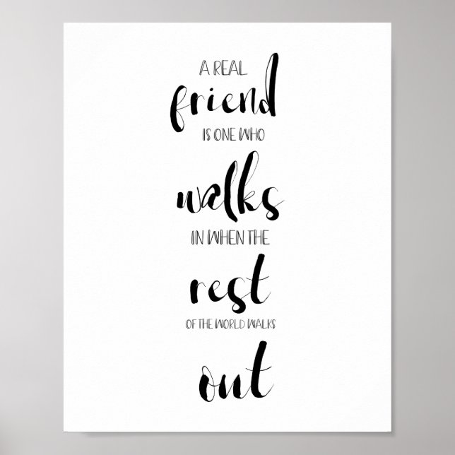 Poster vraie amitié citation typographie inspirant doux (Devant)