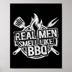 Poster Vrais hommes sentent comme des chemises BBQ pour h