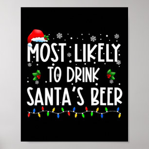 Poster Vraisemblablement De Boire Père Noël Bière Noël Bo