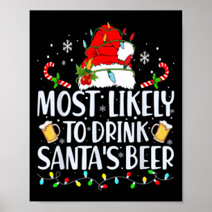 Poster Vraisemblablement De Boire Père Noël Bière Noël Bo