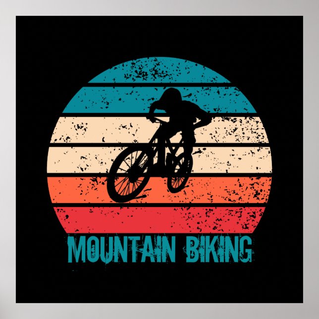 Poster VTT Downhill Vintage Vélo de Montagne (Devant)