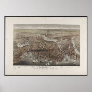Poster Vue 1873 de ville de Boston