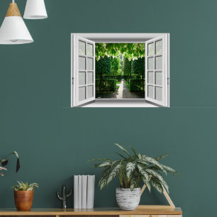 Poster Vue 3D de la fausse fenêtre de la scène de jardin