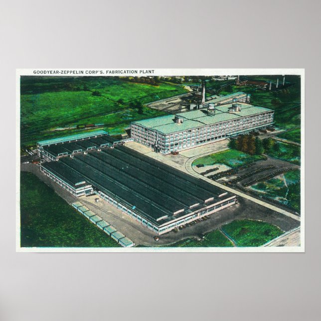 Poster Vue aérienne de Goodyear-Zeppelin Fabrication (Devant)