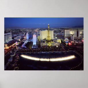 Poster Vue aérienne de la bande de Las Vegas la nuit