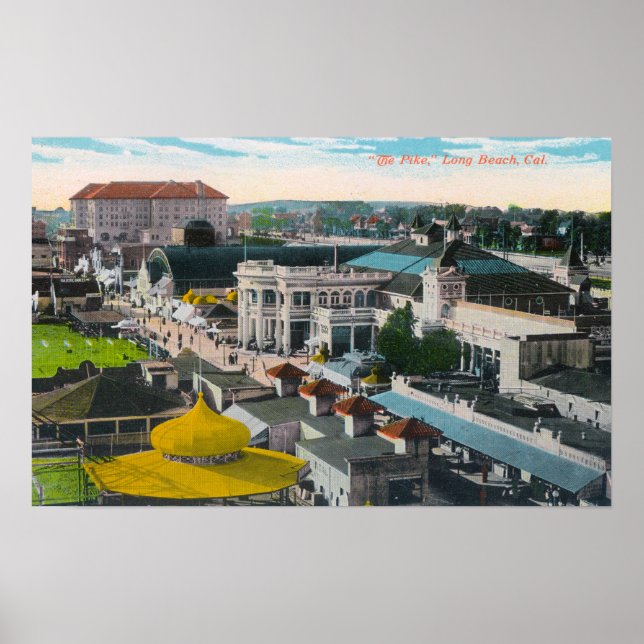 Poster Vue aérienne de la plage PikeLong, CA (Devant)