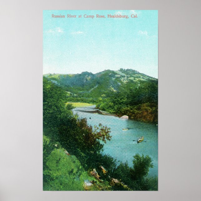 Poster Vue aérienne de la rivière russe au Camp Rose (Devant)